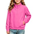 thumbnail image 4 of RUTAYY Girls Half Zip Sweatshirt Long Sleeve Stand Collar with Pockets Fall Winter Basic Casual Pullover Top, Hot Pink, 4 of 4