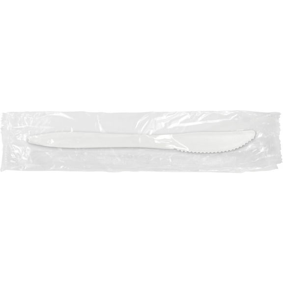 Berkley Square Individually Wrapped Polypropylene Knives Medium-Weight White 1000/Carton (1101000)