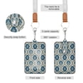 thumbnail image 2 of PU Leather Badge Holder ID Badge Holder with Lanyard for Cards & Credentials Blue Symmetrical Floral Pattern, 2 of 6