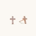 thumbnail image 3 of Lavishe 14K Rose Gold Plated 925 Sterling Silver Cubic Zirconia Small Cross Stud Earrings, 3 of 3