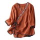 thumbnail image 2 of Fiudx Liquidación de Ofertas Flash Top de Manga Corta con Cuello En V y Lino con Bordado Renacentista para Mujer Top de Manga Corta con Cuello En V, 2 of 3