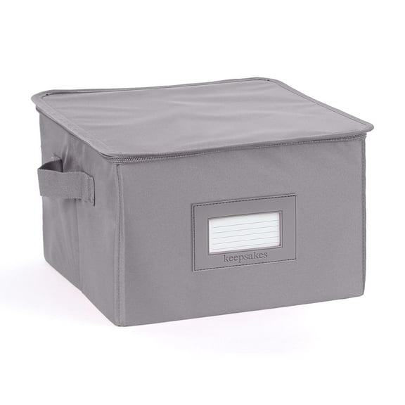 Covermates Keepsakes Dish Storage Box - Stackable, Reinforced Handles, China Storage, Graphite