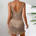 thumbnail image 4 of Besolor Women's Crochet Cover Ups V-Neck Tie Straps Hollow out Coverup Swimwear Summer Beach Vacation Mini Dress, 4 of 7