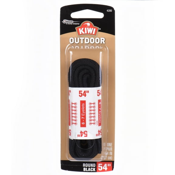 KIWI Outdoor Round Laces Black 54" 2 pairs