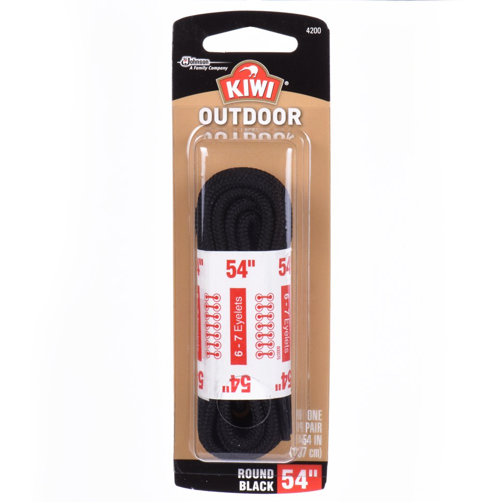 KIWI Outdoor Round Laces Black 54" 1 pair