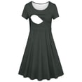 thumbnail image 4 of Efsteb Womens Maternity Dress Short Sleeve Nursing Breastfeeding Dress Casual Solid Color Pregnant Dresses for Everyday Wear ,Dark Gray,XL, 4 of 4