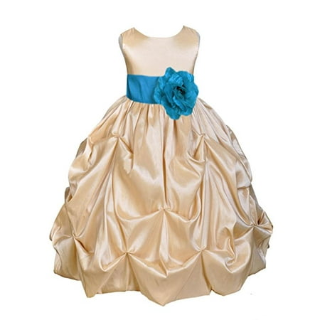 - Ekidsbridal Champagne Satin Taffeta Pick-Up Bubble Flower Girl Dresses Junior Toddler Formal Special Occasions Wedding Pageant Dresses Ball Gown Dance Recital Reception Birthday Girl Party 301S
