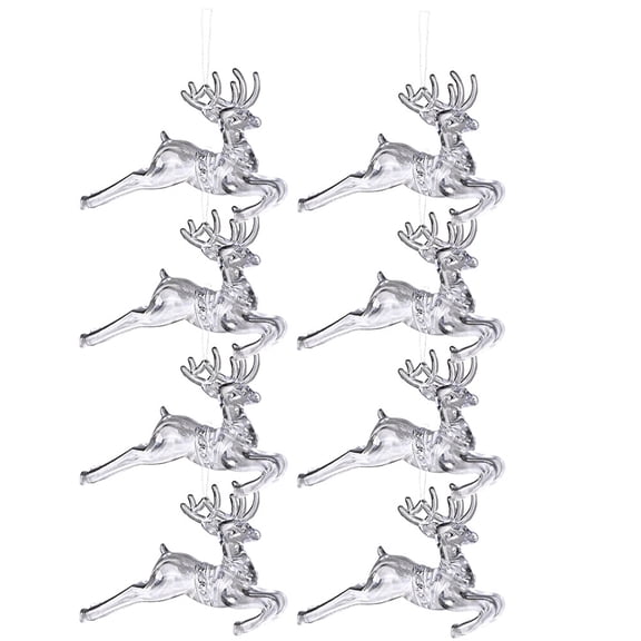 OUNONA Premium Silver Elk Xmas Ornaments for Festive Decoration 8Pcs