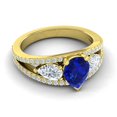 thumbnail image 3 of Diamond-Capitals 2.00 Carat Unique Pear Cut Blue Sapphire Gemstone & Natural Diamond Wedding Ring for Women Solid 14K Yellow Gold Size 3, 3 of 8