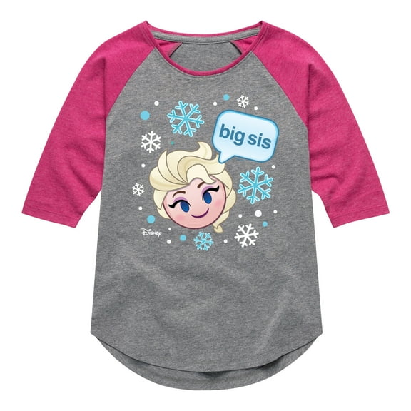Disney Emoji - Sis Big Elsa - Toddler And Youth Girls Raglan Graphic T-Shirt