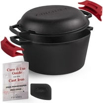 Cuisinel Cast Iron Pot with Lid 2-in-1 Multi Cooker Pre-Seasoned Dutch Oven 5 Quarts