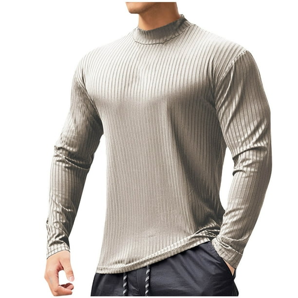 pstuiky Camisas de invierno de manga larga para hombre, Suéter informal de moda para hombre, color liso, deportivo, manga larga, cuello redondo. Tops casuales para hombres xl