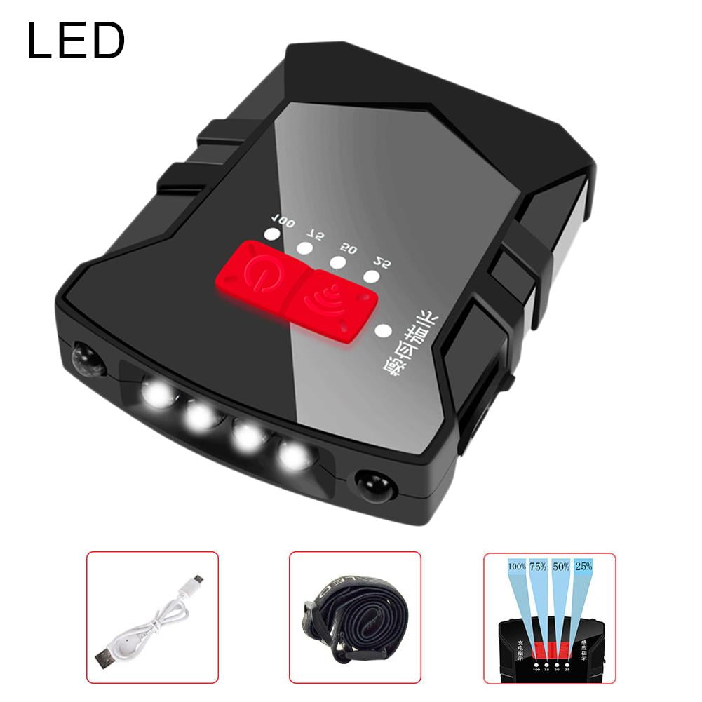 USB Charging Waterproof Head Cap Lamp LED Smart Sensor Night Fishing Light