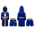 thumbnail image 3 of Zaldita Enfants Garçons Filles Costumes de Boxe Tenue de Boxeur Déguisement Tenue de Fête 2 Pcs Peignoir de Kickboxeur et Ensembles de Shorts de Boxe Bleu Royal 10, 3 of 4