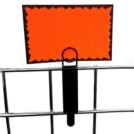 Panel Sign Holder Black Metal Gridwall Sign Holder, Card Grip for Gridwall & Slat Grid Panels - Single Unit ()