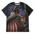 thumbnail image 3 of LAOLIUSN Men’s Patriotic Fishing T-Shirt, American Flag Fish Graphic Tee, 3D All Over Print Short Sleeve Crewneck, 88% Polyester 12% Spandex, S-4XL, 3 of 7