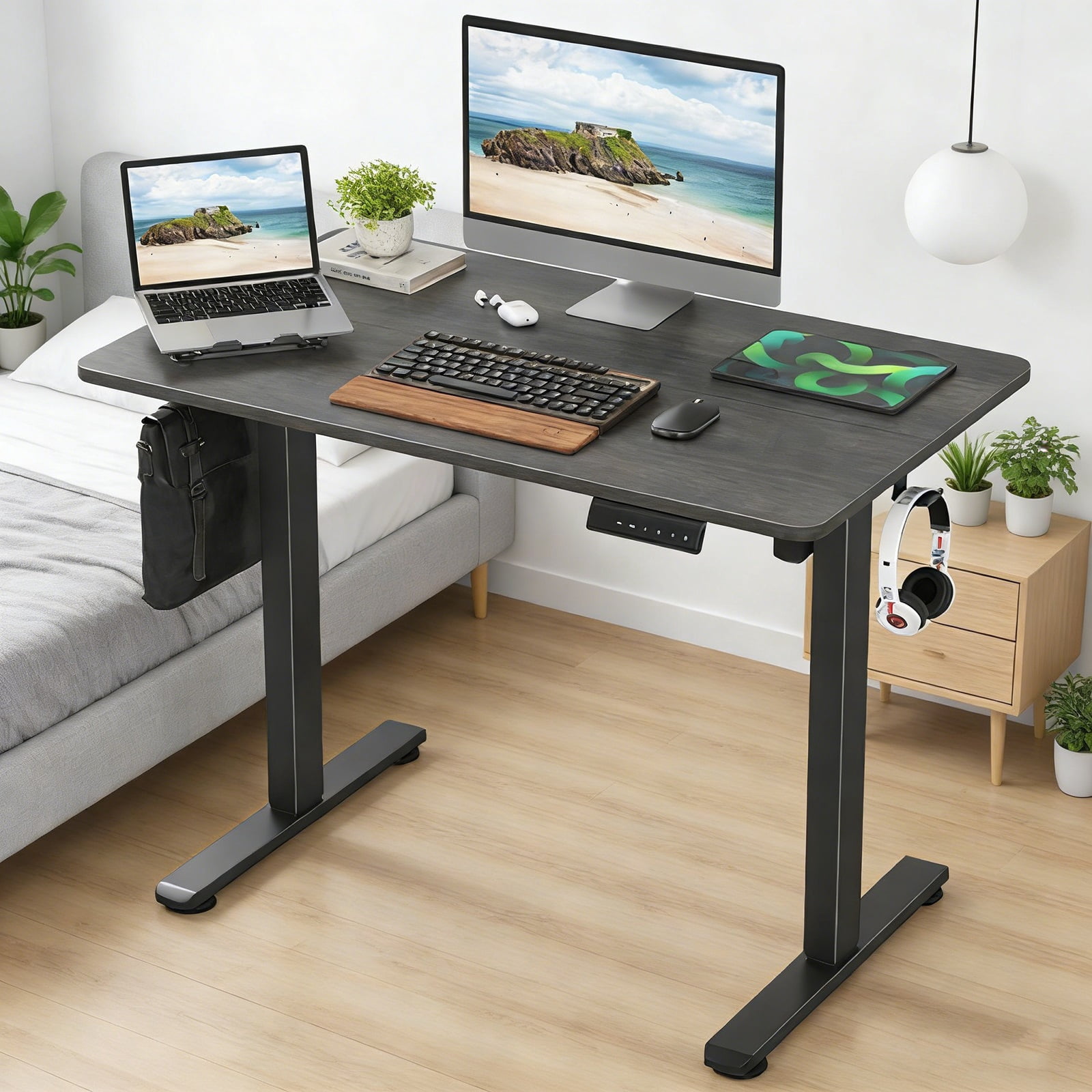 Standing Desks That Raise Up and Down  Large Adjustable Height Raising Desk for Ergonomic Home Office Efficiency