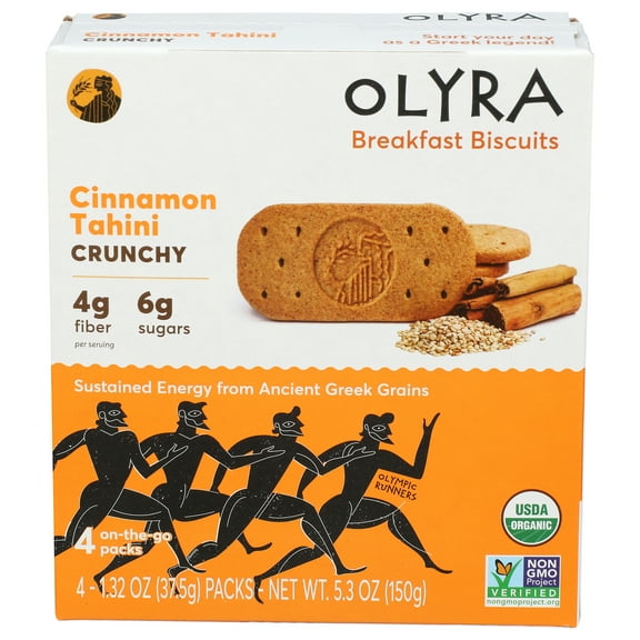 Pack of 6, Olyra Cinnamon Tahini Breakfast Biscuits – Olympic Runners Edition, 5.3 oz