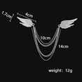 thumbnail image 4 of Angel Wings Tassel Chain Brooch Collar Pins. Rhinestone Metal Feather Lapel Pin, Suit Coat Breastpin for Women Men's Accessories, 4 of 13