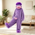 thumbnail image 2 of ZHANGDER Silly Onesie Funny Big Mouth Monster Onesie Fleece Hooded One Piece Soft Plush Loungewear, with Shoes and Comb, 2 of 6