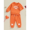 thumbnail image 3 of Wassery Toddler Baby Girls Birthday Clothes 6M 9M 12M 18M 2T 3T Kids Girls Long Sleeve Crew Neck Letter Heart Print Sweatshirt Drawstring Pants Sets 2Pcs Fall Winter Clothes, 3 of 9
