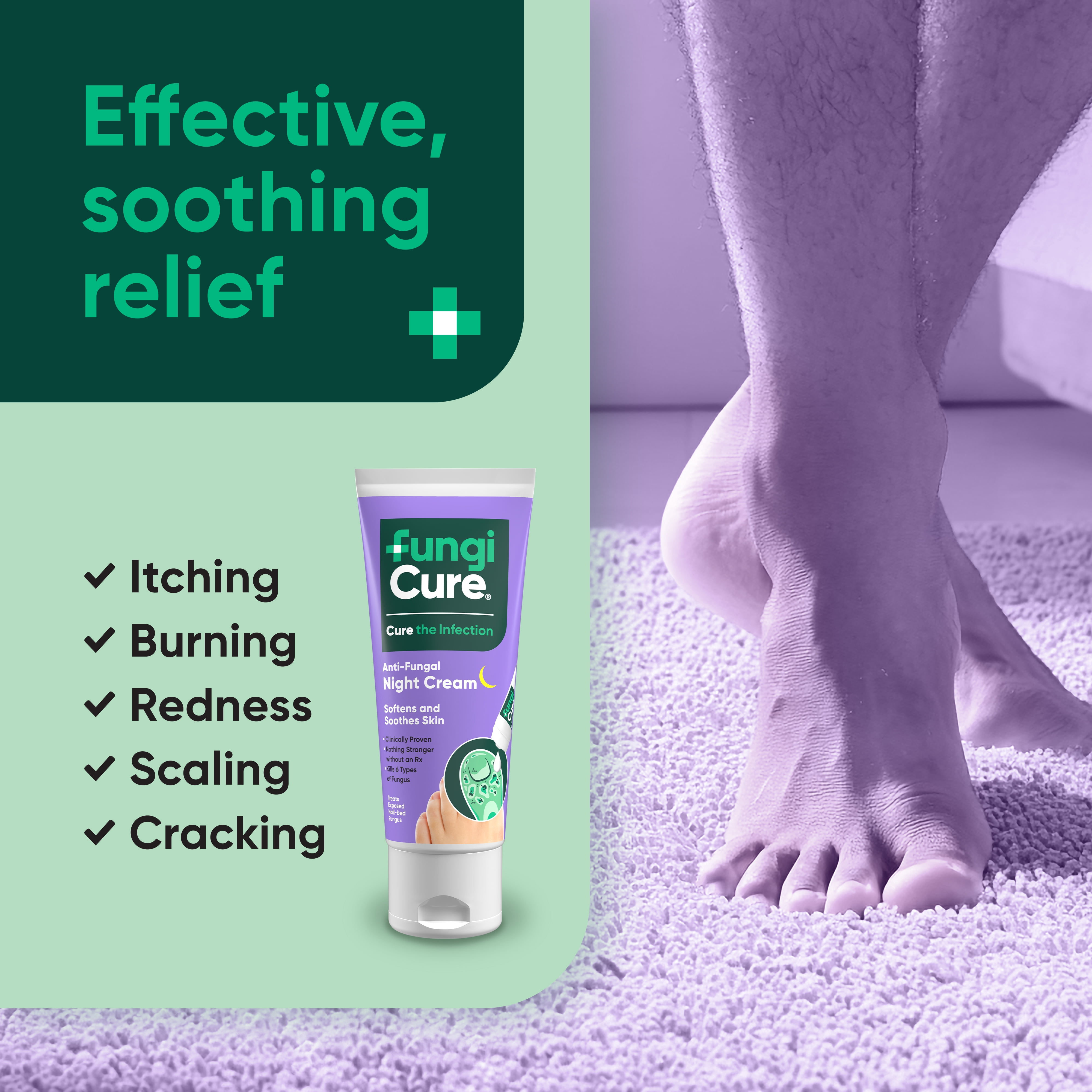 FungiCure Anti-Fungal Night Cream, Cures & Soothes, Clotrimazole 1%, 1.7 oz