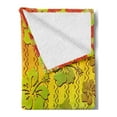 thumbnail image 2 of Rasta Soft Flannel Fleece Throw Blanket, Hibiscus Exotic Jamaican Island Flower with Zig Zag Lines Print, Cozy Plush for Indoor and Outdoor Use, 50" x 70", Pale Green Marigold, by Ambesonne, 2 of 5