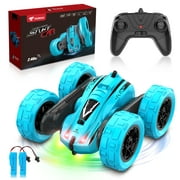 Remote Control Car, Tecboss 360°Spin Flip 2 Sided Running RC Stunt Car 10 MPH 2.4 Ghz 4WD All Terrain Off Road Birthday Gift RC Car Toys for 6 7 8 9 10 11 12 Year Old Boys