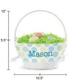 thumbnail image 5 of Personalized Planet Boys Polka Dot Liner with Custom Name Printed in Blue Letters on White Woven Spring Easter Basket with Collapsible Handle for Egg Hunt or Book Toy Storage, 5 of 6