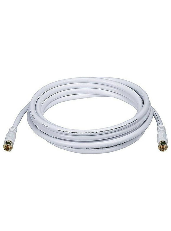 Monoprice 10' CL2 Quad Shielded RG6 F Type 18AWG Coaxial Cable White 106315