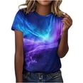 thumbnail image 2 of Womens Galaxy Print T-Shirt Space 3D Graphic Tee Short Sleeve Crew Neck Soft Casual Top for Women Plus Size Available,Size XL, 2 of 6