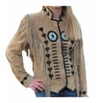 thumbnail image 1 of Classyak Veste Brodée en Cuir Suédé Frangé, Ossé et Perlé pour Femmes, 1 of 2