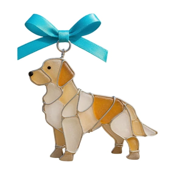 THHEIC Stained Glass Dog Ornaments, Handcrafted Glass–Style Acrylic Decoration,Window Suncatcher Decor, Dogs Breed Window Hanging Gift for Dog Lovers