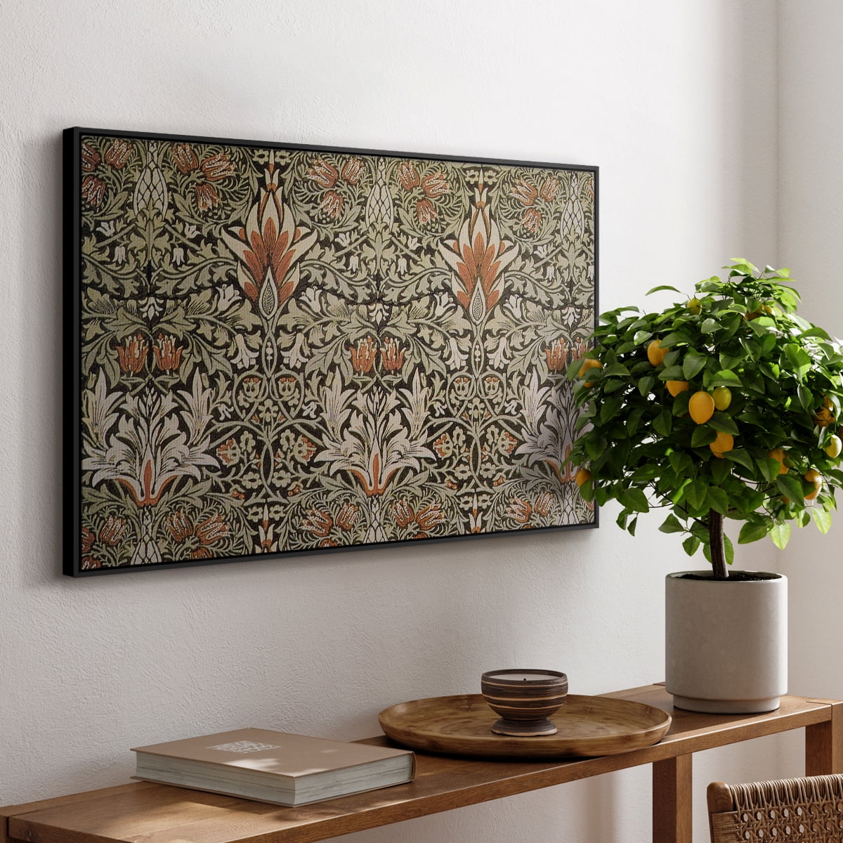 Vintage Abstract Print-LVI Framed in Black Wood Gallery Wrapped Canvas 25 in. x 37 in.