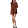 thumbnail image 1 of Conjunto de Lounge Inspire Chic de 2 piezas para mujer, top sin mangas de punto acanalado y pantalones cortos, conjunto casual, color marrón, 1 of 6
