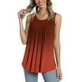 thumbnail image 2 of Summer Saving Wycnly Womens Tank Tops Gradient Round Neck Sleeveless Shirts Loose Flowy Pleated Swing Vest Tunic Blouse Orange XL Up to 65% off, 2 of 6