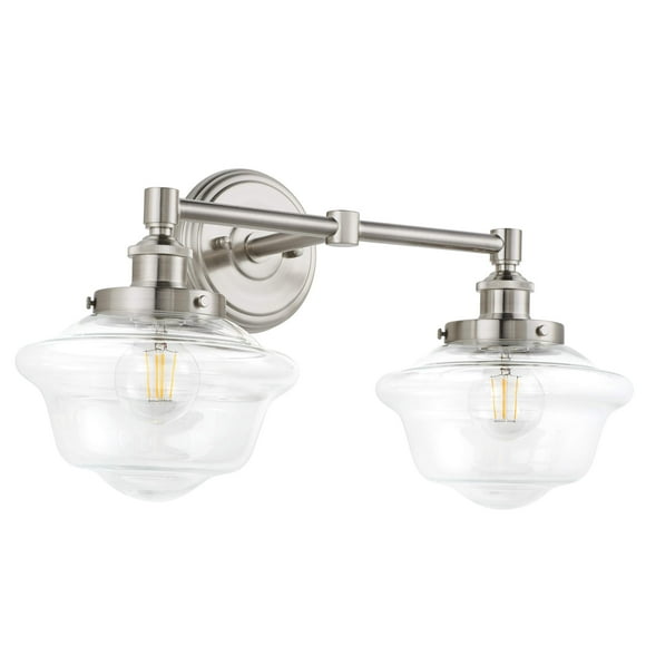Linea di Liara Lavagna Farmhouse Brushed Nickel Bathroom Light Fixtures Over Mirror 2-Light Bathroom Vanity Light Fixture Clear Glass Shades Modern Vanity Lights, Bulbs Included UL Listed