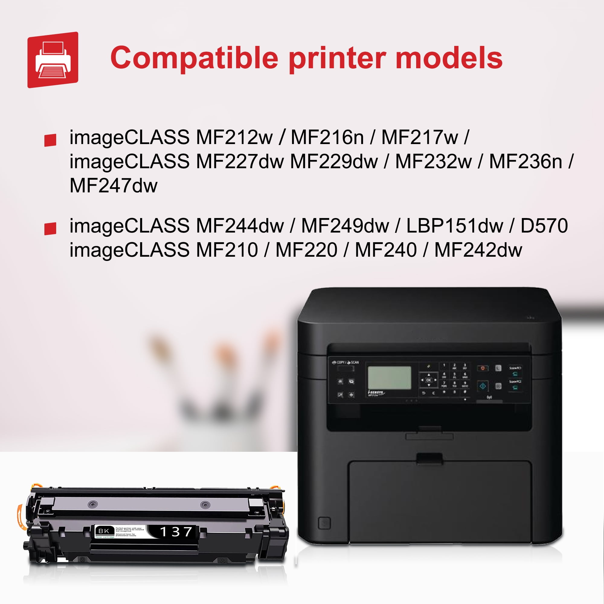 CRG137 2Pack (Black)Pack Replacement for Canon ImageClass MF227dw