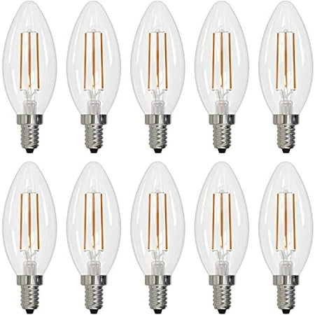 

(Pack of 10) Item 776626 High Lumen Higher Equivalency 5 Watt Clear B11 Filament Light Bulb E12 Candelabra Base 2700K 500 Lumens 5B11/27K/FIL/E12/3 10-Pack