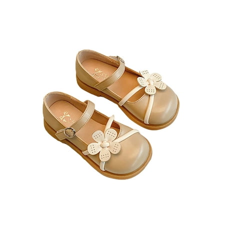 

Bellella Girl s Dress Shoes Flower Flats Magic Tape Mary Jane Sandals Lightweight Princess Shoe Performance Party Moccasins Khaki 5C