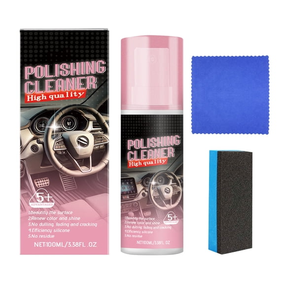 Polishing Cleaner Car Interior Detailer Spray 2026 Upgrade for Leather Plastic Dashboards Seats Scratch Eraser with Towel & Sponge