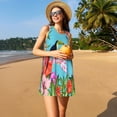 thumbnail image 3 of Balery Tropical Jungle Flamingo Vestidos de verano para mujer con estampado: vestido holgado sin mangas, vestido playero informal y cómodo para días calurosos., 3 of 7