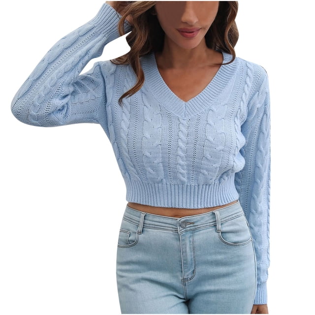 Suéteres Para Mujer, Suéteres de Otoño , Suéter Corto Con Cuello en V, Suéter Suelto de Manga Larga Para Otoño E Invierno, Nuevo Para Otoño E Invierno Odeerbi ODB147650