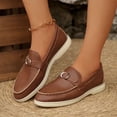 thumbnail image 4 of Womens Brown Loafers Slip On - Comfortable Driving Flats with Metallic Ring, Casual Lightweight Shoes for Walking, Work & Daily Wear,Size 7.5, 4 of 9