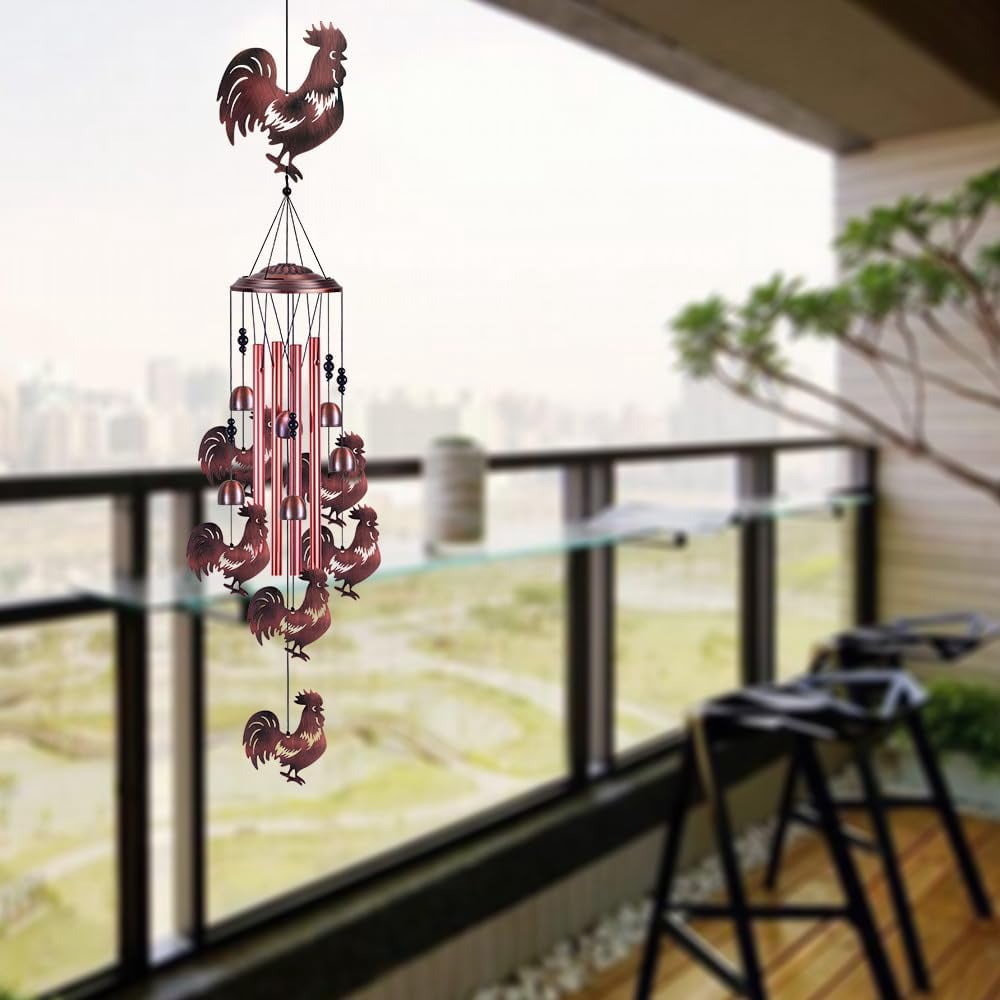 OAE Chicken Wind Chimes for Garden,Home,Balcony,Yard, Outdoor Decoration,Cock Wind Bells, Memorial Wind Chime, Chicks Wind Catcher, Blessing WindChimes Gifts for Mom, Grandma, Family, Women, Friends