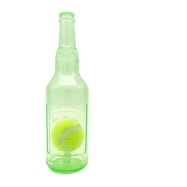 Green Pet Dog Toy Vocalization Teething Chew Toy Floating Rubber Tennis Ball Wine Bottle Shape For Small Medium Large Dogs Chewing Play Time Indoor Outdoor