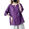 thumbnail image 4 of ZANZEA Women Summer Half Sleeve Solid Color Streetwear Top Blouses, 4 of 5