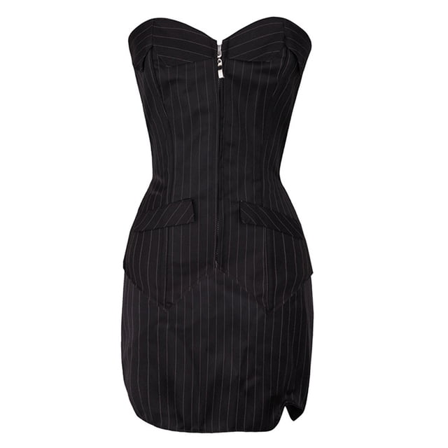 Corsés bajo el busto para mujer, chaleco moldeador de cintura vintage a rayas con falda
