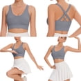 thumbnail image 6 of Women's Strong Hold Sports Bra Wireless Cross Back Yoga Lingerie, Unpadded Seamless Fitness Bustier, High Impact Running Underwear, Breathable Gathering Gym Vest, Supportive Athletic Bralette, 6 of 7