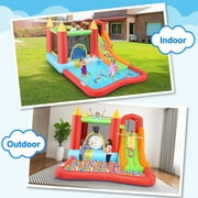 Veeboto Inflatable Bounce House for Kids 3-10, Bouncy Castle with Slide, Bouncy Area, Climbing Wall, Basketball Hoop, Pool, Suitable for Indoor and Outdoor, Jumping Castle with Blower